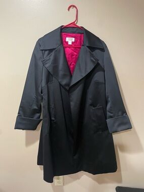 Talbots Black Trench Coat with Pink Lining